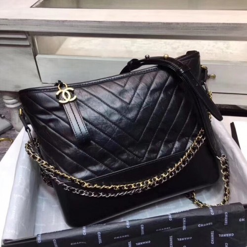CHANEL GABRIELLE Oryginalna skórzana torba typu hobo A93842 czarna