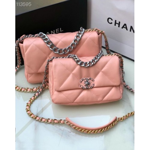 Torebka CHANEL Lambskin 19 Flap Bag AS1160 AS1161 jasnoróżowa