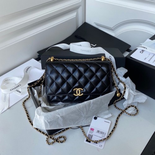 Torebka na ramię CHANEL Lambskin Flap AP2289 czarna