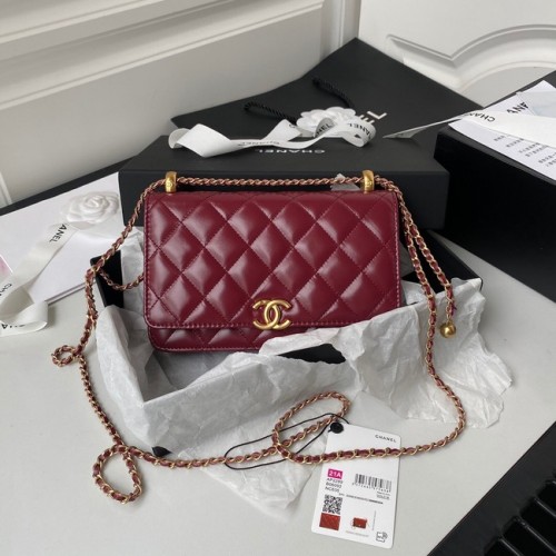 Torebka na ramię CHANEL Lambskin Flap AP2289 czerwona