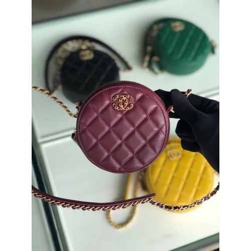 CHANEL Sheepskin Chain Pack A0725 Burgundy