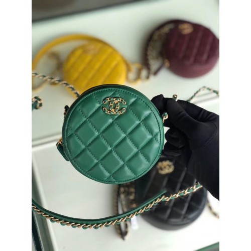 CHANEL Sheepskin Chain Pack A0725 zielony