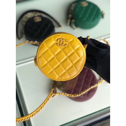 CHANEL Sheepskin Chain Pack A0725 żółty