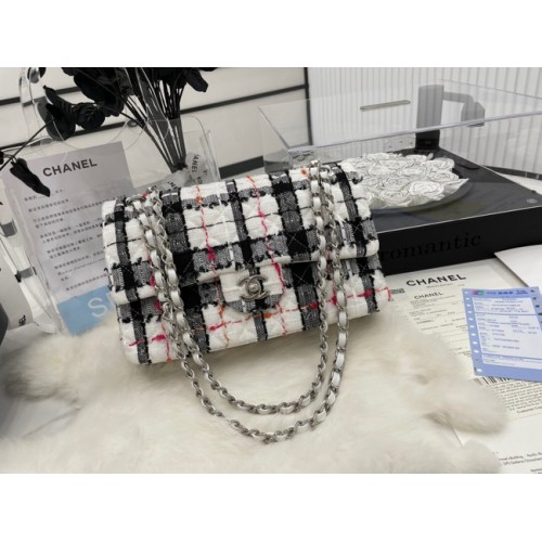 CHANEL Tweed Braided Sheepskin Metal w odcieniu złota AS01112-2 czarno-biały