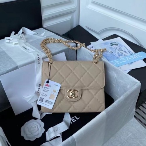 Torebka CHANEL mini z klapką AS2468 morelowa