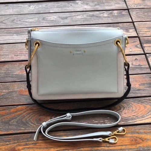 Torba na ramię CHLOE Roy ze skóry i zamszu średniej wielkości 20656 Jasnoniebieska