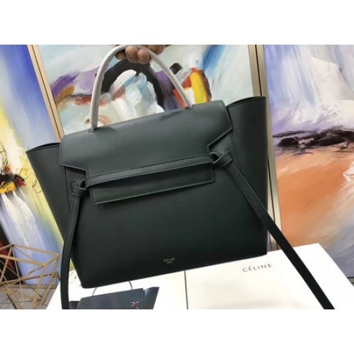 Celine Torba na pasek Oryginalna gładka skóra C3349 Zielona