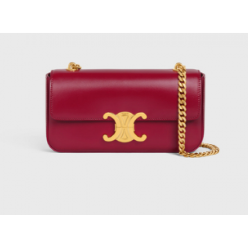 Celine TOREBKA NA RAMIĘ TRIOMPHE Z LŚNIĄCEJ SKÓRY CIELĘCEJ 197993 CARMIN