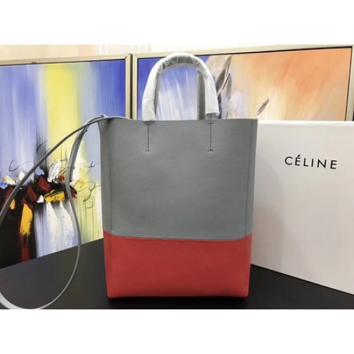 Celine Cabas Phantom Bags Original Leather C3365 Grey&Czerwony
