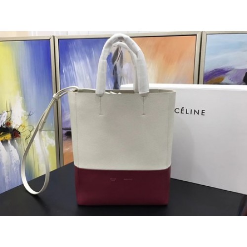 Celine Cabas Phantom Bags Original Leather C3365 OffWhite&Red