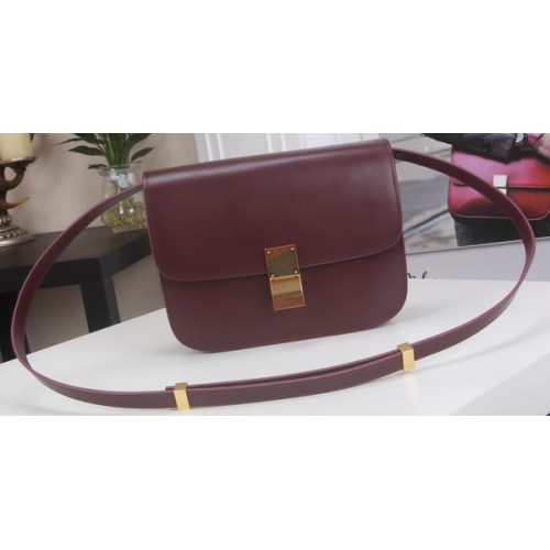 Celine Classic Box Flap Bag ze skóry cielęcej C3369 Burgundy