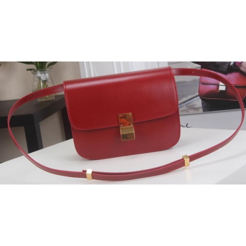 Celine Classic Box Flap Bag Skóra cielęca C3369 Czerwony