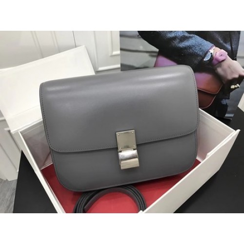 Torebka Celine Classic Box Flap Bag z oryginalnej skóry cielęcej 3378 w kolorze szarym