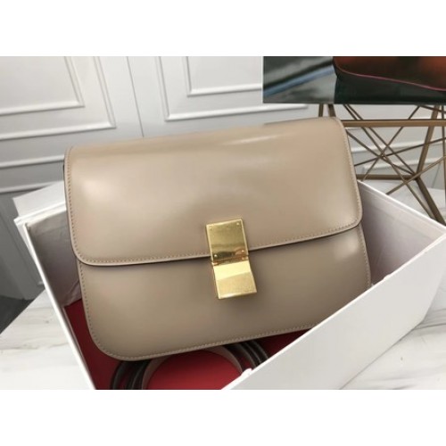 Torebka Celine Classic Box Flap Bag z oryginalnej skóry cielęcej 3378 w kolorze jasnoszarym