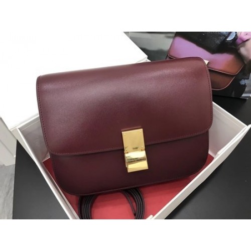 Celine Classic Box Flap Bag Oryginalna skóra cielęca 3378 Wino