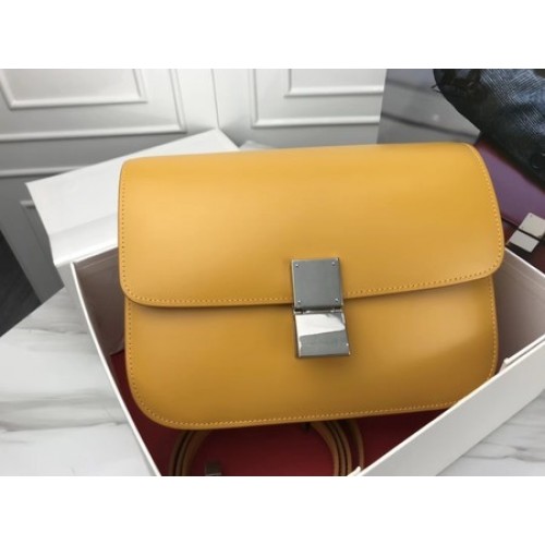 Celine Classic Box Flap Bag Oryginalna skóra cielęca 3378 Żółta