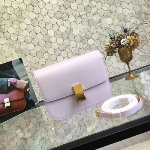 Torebka Celine Classic Box Flap Bag z oryginalnej skóry cielęcej 5698 w kolorze jasnofioletowym