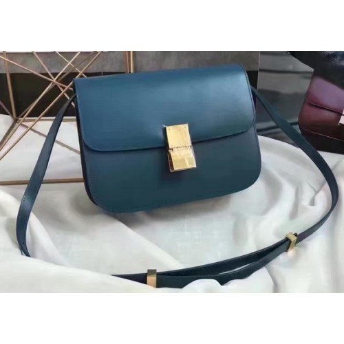 Celine Classic Box Flap Bag Gładka skóra C20447 Niebieska