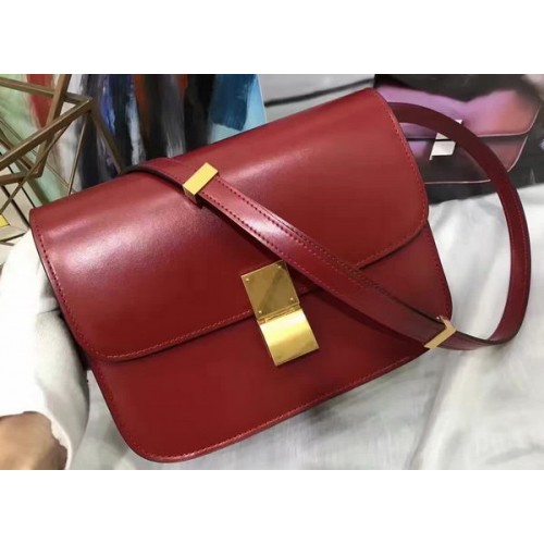 Celine Classic Box Flap Bag Gładka skóra C20447 Czerwona