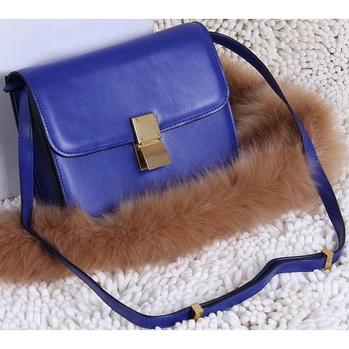 Celine Classic Box Small Flap Bag, skóra cielęca C88007T, niebieska
