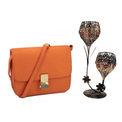 Celine Classic Box Small Flap Bag Smooth Leather 11042 Orange