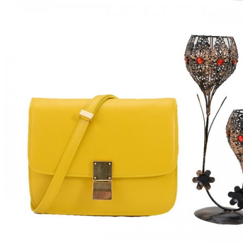 Celine Classic Box Small Flap Bag Gładka skóra 11042 Żółta