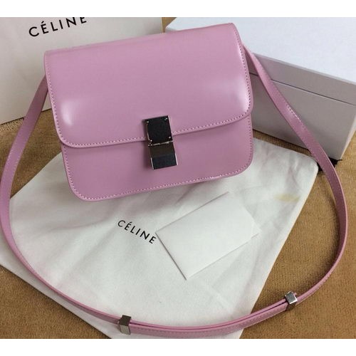 Torebka Celine Classic Box Small Flap Bag z gładkiej skóry C11042 w kolorze jasnoróżowym