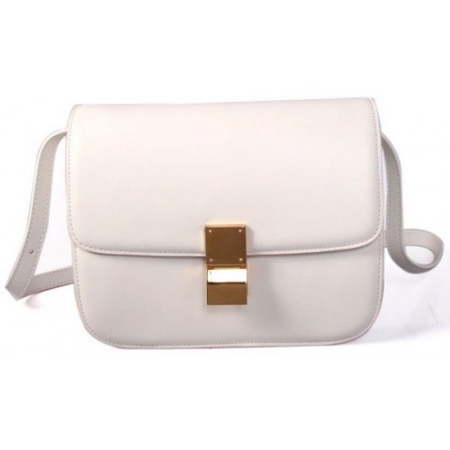 Torebka Celine Classic Box Small Flap Bag z gładkiej skóry C88007C w kolorze białym