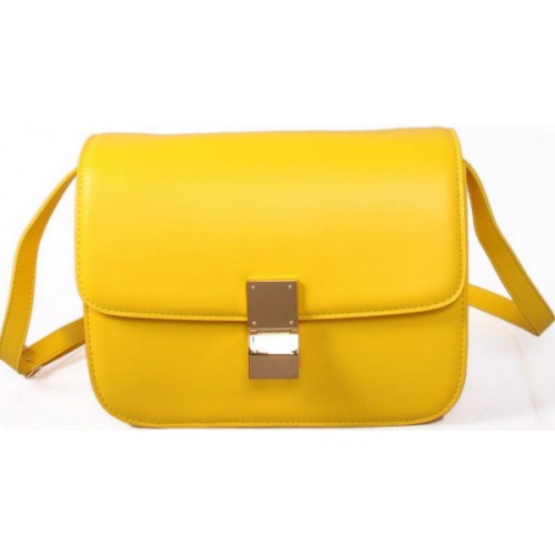 Celine Classic Box Small Flap Bag z gładkiej skóry C88007C Yellow