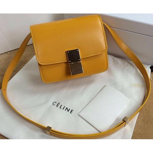 Celine Classic Box mini Flap Bag Gładka skóra C11041T Żółta
