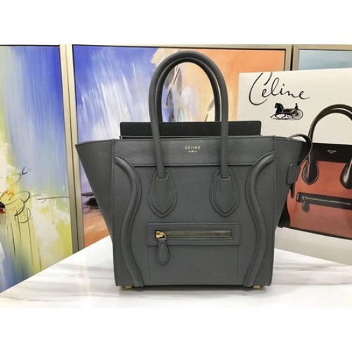 Torba podróżna Celine Luggage Micro Tote Bag, oryginalna skóra CLY33081M, głęboka szarość