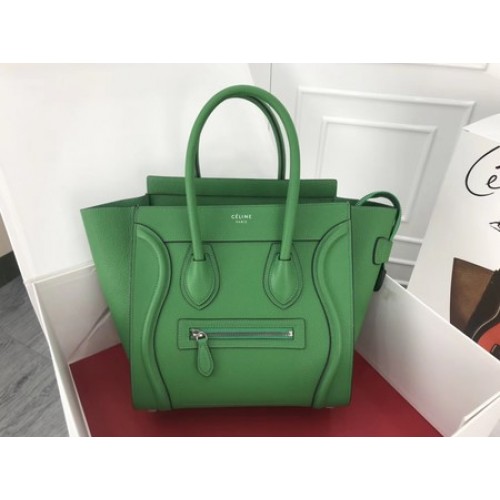 Torba podróżna Celine Luggage Micro Tote Bag, oryginalna skóra CLY33081M, zielona