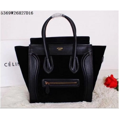 Torba podróżna Celine Luggage Micro Tote Bag Original Suede Leather CL5369 Black