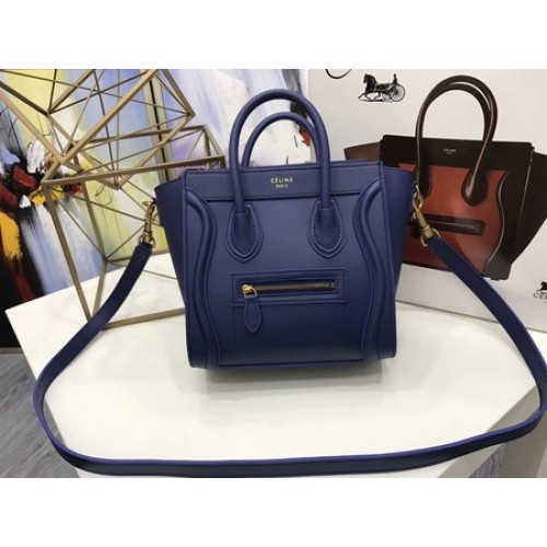 Torba Celine Luggage Nano Tote Bag Original Leather CC3560 Blue