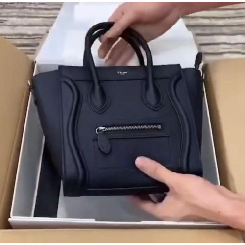 Celine Luggage Oryginalna skórzana mini torba typu tote 88022 Czarna