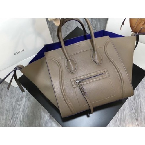 Torba typu tote Celine Luggage Phantom, skóra cielęca, CT3372, szaro-niebieska