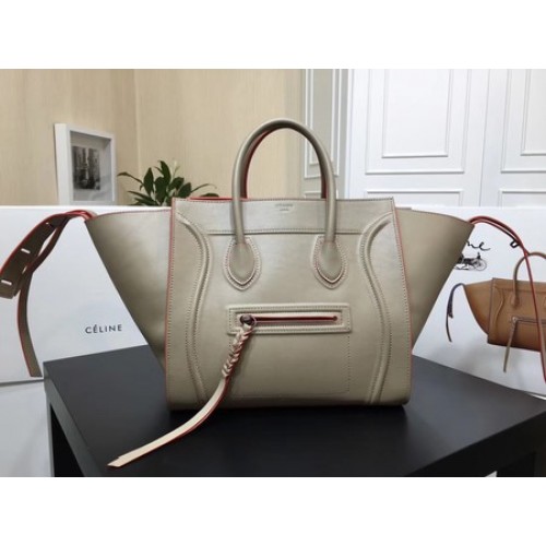 Torba typu tote Celine Luggage Phantom, skóra cielęca, CT3372, szaro-pomarańczowa