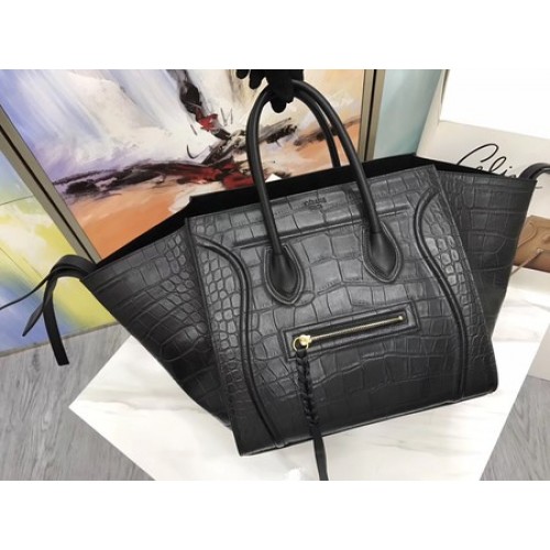 Torba typu tote Celine Luggage Phantom ze skóry krokodyla CT3372 w kolorze czarnym