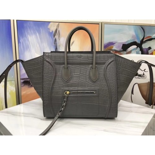 Torba typu tote Celine Luggage Phantom ze skóry krokodyla CT3372 w kolorze szarym