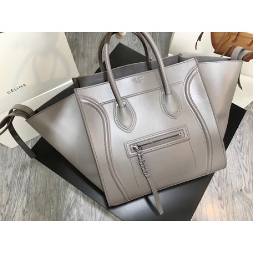 Torba typu tote Celine Luggage Phantom z gładkiej skóry CT3372 w kolorze szarym