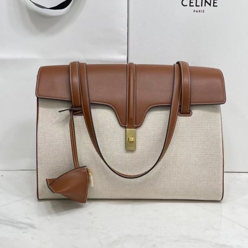 Celine MEDIUM SOFT 16 TOREBKA Z GŁADKIEJ SKÓRY CIELĘCEJ CR94043 CIEMNY DĄB