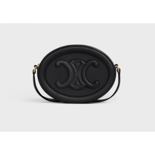 Celine OWALNA TOREBKA CUIR TRIOMPHE Z GŁADKIEJ SKÓRY CIELĘCEJ 198603 CZARNA