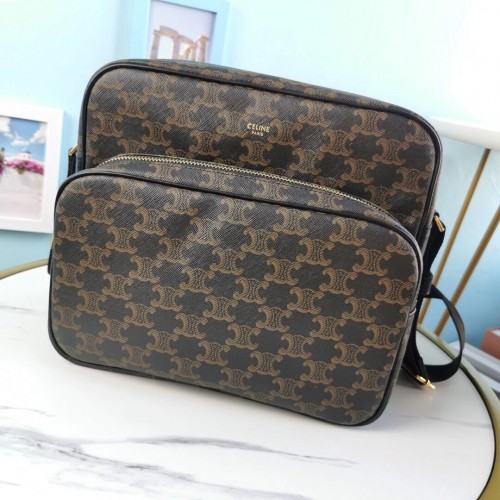 Celine MAŁA TORBA NA APARAT Z PŁÓTNA TRIOMPHE CL90822 czarna