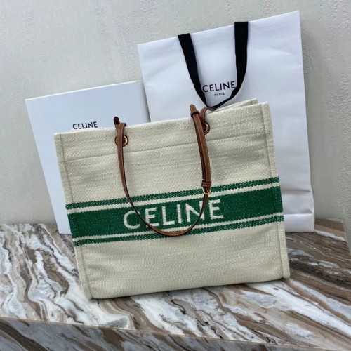 Celine SQUARED CABAS CELINE W MATERIALE PLEIN SOLEIL I SKÓRZANEJ CIELI 192172 ZIELONY I PÓŁBARWA