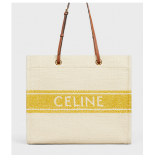 Celine SQUARED CABAS CELINE W MATERIALE PLEIN SOLEIL I SKÓRZANEJ CIELI 192172 ŻÓŁTO-BRĄZOWY