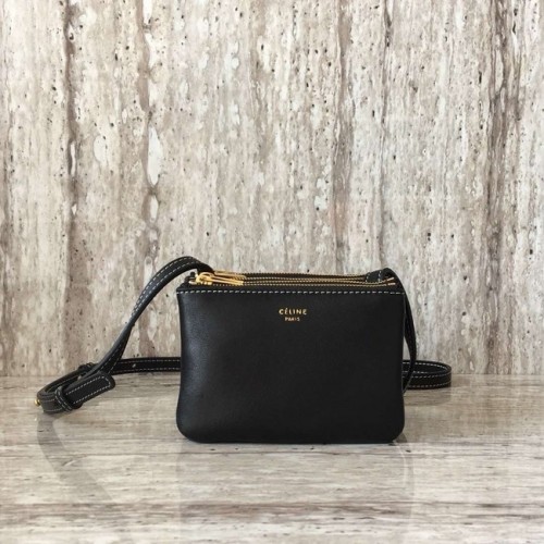 Celine TRIO BAG Z GŁADKIEJ SKÓRY JAGNIĘCEJ MINI 1920 czarny