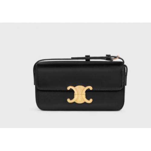 Celine TRIOMPHE TORBA NA RAMIĘ Z NATURALNEJ SKÓRY CIELĘCEJ 194143 czarna