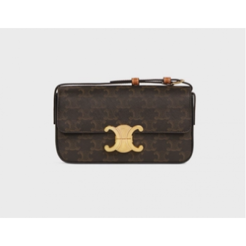 TOREBKA NA RAMIĘ CELENE TRIOMPHE Z PŁÓTNA TRIOMPHE I SKÓRY CIELĘCEJ 194142 W KOLORZE BRĄZOWYM