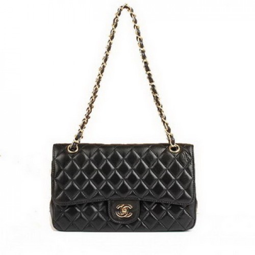 Torebka Chanel 2.55 Series Flap Bag 1112 z czarnej skóry ze złotymi okuciami
