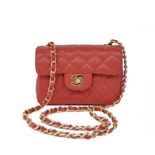 Tania torebka Chanel Classic mini Flap Bag 1115 z czerwonej skóry ze złotymi okuciami